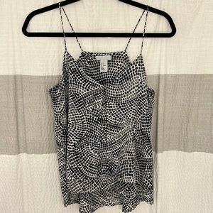 H&M women’s layered tank top blouse. Black/gray/white patterned. Size 6.